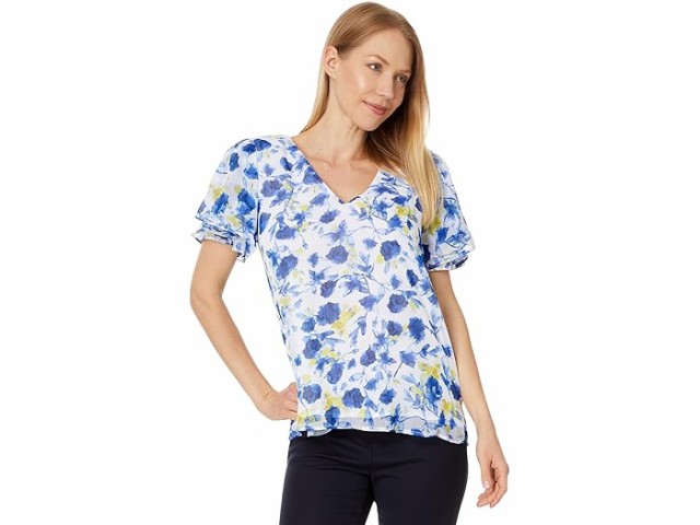 (取寄) ヴィンスカムート レディース V ネック チューリップ Slv ブラウザ Vince Camuto women Vince Camuto V Neck Tulip Slv Blouse Ultra Whiteの通販は 13,170円