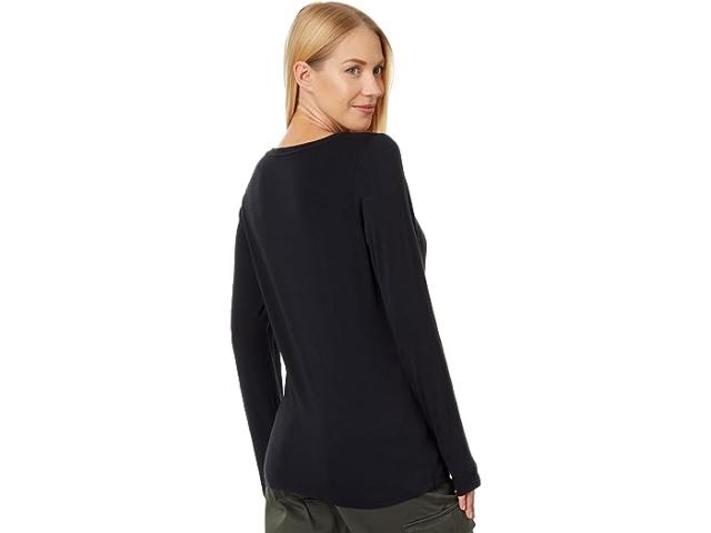 (取寄) エルエルビーン レディース ソフト ストレッチ スーピマ Tシャツ スクープ ネック  L.L.Bean women L.L.Bean Soft Stretch Supima Tee Scoop Neck Long Sleeve Dark Black