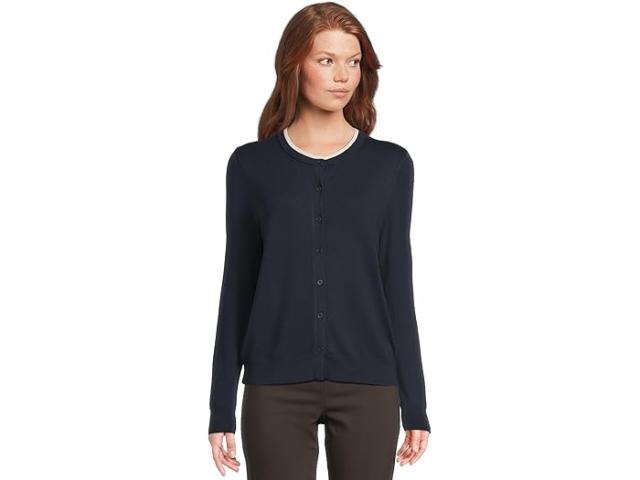 (取寄) エリオット ローレン レディース モーダル ニット - ボタン フロント カーディガン ウィズ ダブル レイヤー ネック ディテール Elliott Lauren women Modal Knits - Button Front Cardigan with Double Layer Neck Detail Midnight
