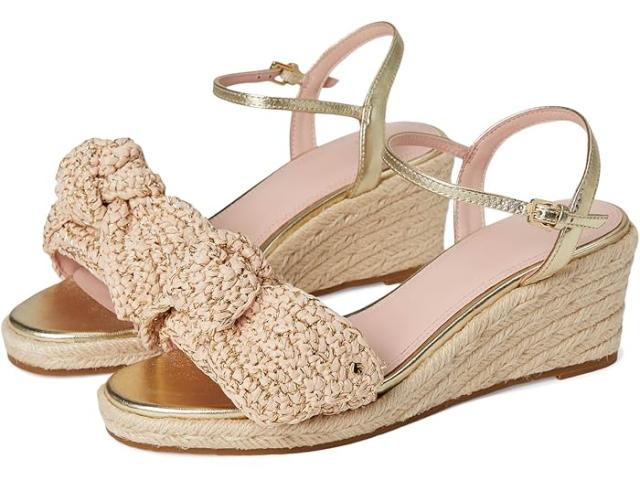 (取寄) ケイトスペード レディース レアンドラ ラフィア エスパドリーユ ウェッジ サンダル Kate Spade New York women Leandra Raffia Espadrille Wedge Sandal Natural/Pale Gold