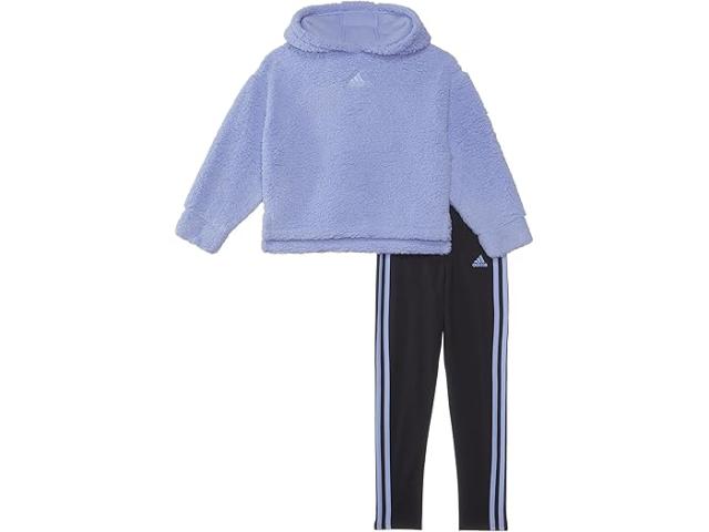 (取寄) アディダス キッズ ガールズ ロング スリーブ フーデット シェルパ レギンス セット (トドラー/リトル キッド) adidas Kids girls adidas Kids Long Sleeves Hooded Sherpa Legging Set (Toddler/Little Kid) Blue Sparkの通販は 14,380円