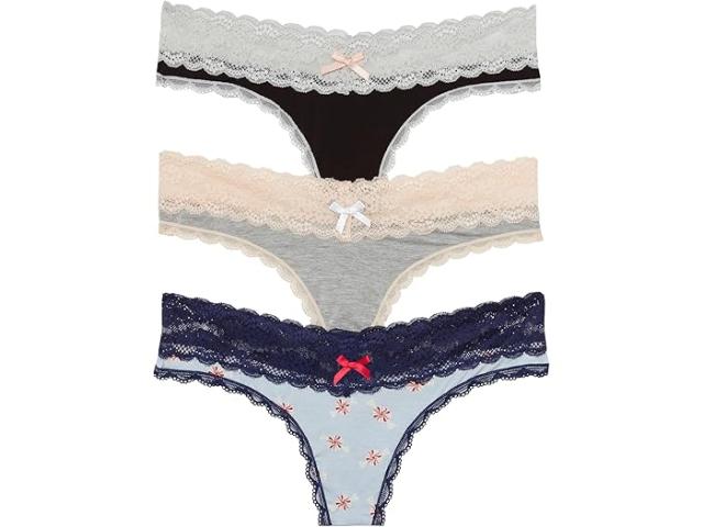 (取寄) ハニーデュー インティメイト レディース アーナ 3-パック トング Honeydew Intimates women Ahna 3-Pack Thong Black/Heather Grey/Frost Candy