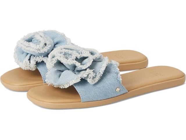 (取寄) ケイトスペード レディース フローリッシュ デニム フラッツ サンダル Kate Spade New York women Flourish Denim Flat Sandal Denim/Walnut Shell