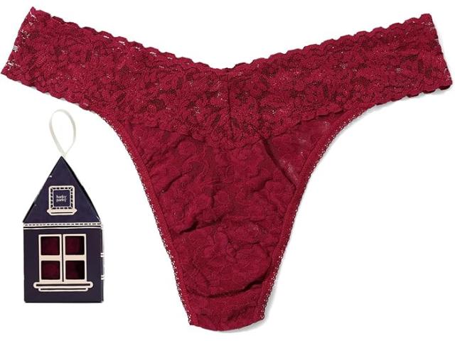 (取寄) ハンキー パンキー レディース シグニチャー レース オリジナル ライズ トング ジンジャーブレッド ハウス Hanky Panky women Signature Lace Original Rise Thong Gingerbread House Dark Pomegranate