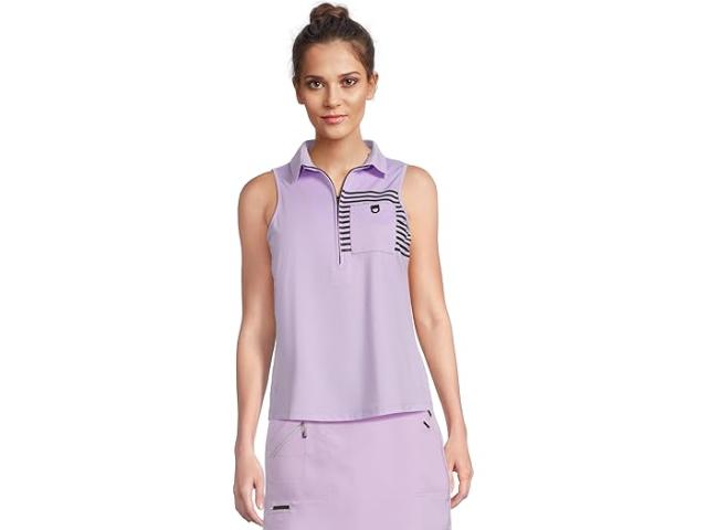 (取寄) ジェイミー サドック レディース フル ボタン フロント スリーブレス ポロ Jamie Sadock women Full Button Front Sleeveless Polo Lilac Purple
