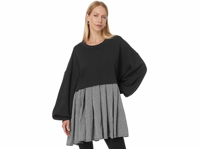 (取寄) フリーピープル レディース エレノア ストライプド スウェットシャツ Free People women Free People Eleanor Striped Sweatshirt Washed Black Comboの通販は