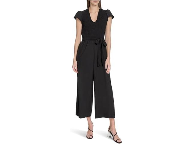 (取寄) カルバンクライン レディース スモック コミューター ジャンプスーツ   women Smocked Commuter Jumpsuit Black