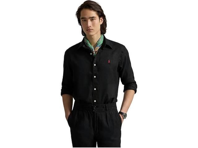 (取寄) ラルフローレン メンズ ロング スリーブ リネン - クラシック Polo Ralph Lauren men Long Sleeve Linen - Classic Polo Black