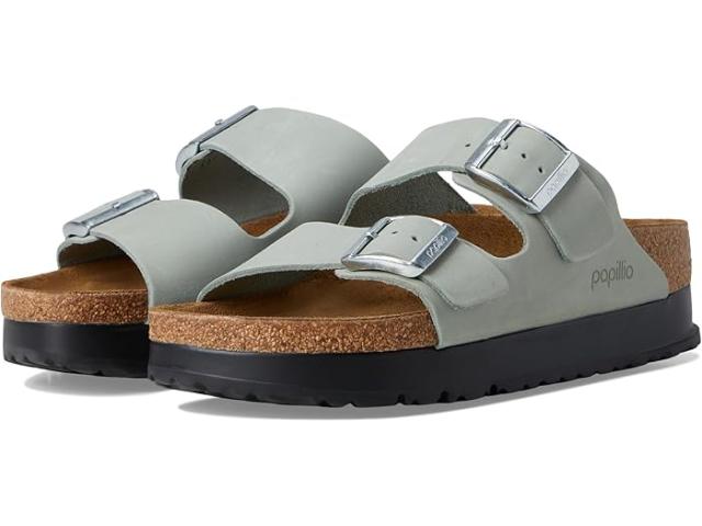 (取寄) ビルケンシュトック レディース パピリオ バイ アリゾナ プラットフォーム サンダル - ヌバック Birkenstock women Papillio by Arizona Platform Sandal - Nubuck Pure Sage