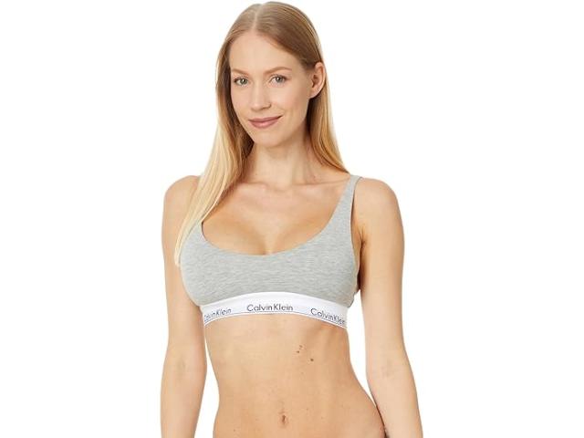 (取寄) カルバンクライン アンダーウェア レディース モダン コットン ライトティ ライン スクープ ネック ブラレット   Underwear women Modern Cotton Lighlty Lined Scoop Neck Bralette Grey Heather