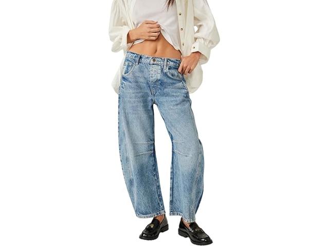 (取寄) フリーピープル レディース ウィー ザ フリー グッド ラック ミッドライズ バレル ジーンズ Free People women We The Free Good Luck Mid-Rise Barrel Jeans Ultra Light Beam