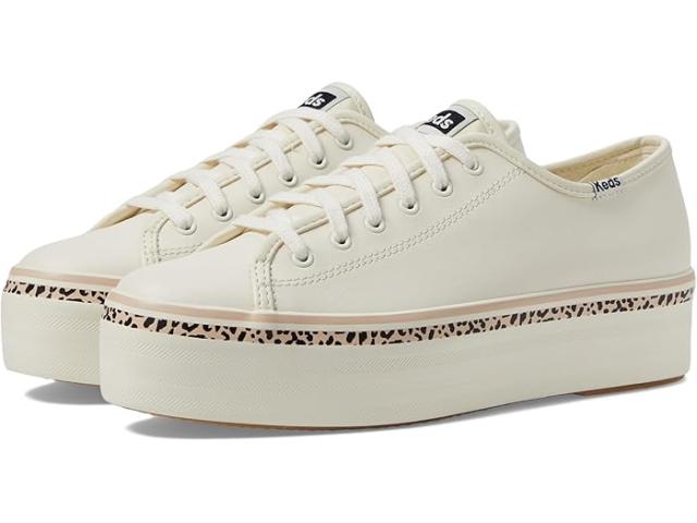 (取寄) ケッズ レディース トリプル アップ レザー Keds women Keds Triple Up Leather White/Tan Leopard Stripe Foxingの通販は 17,035円