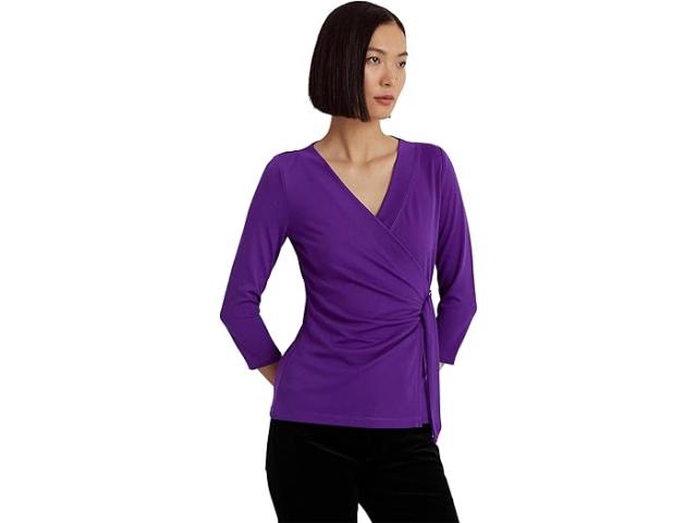 (取寄) ローレン ラルフローレン レディース ストレッチ ジャージ トップ LAUREN Ralph Lauren women LAUREN Ralph Lauren Stretch Jersey Top Purple Agateの通販は