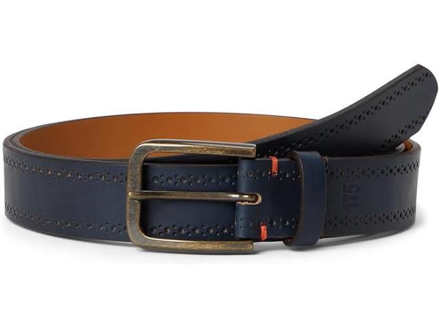 (取寄) ジョンストン&マーフィー メンズ アニバーサリー ブローグ レザー ベルト Johnston & Murphy men 175th Anniversary Brogue Leather Belt Navy