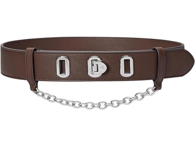 (取寄) ローレン ラルフローレン レディース フリップ-ロック レザー ワイド ベルト LAUREN Ralph Lauren women LAUREN Ralph Lauren Flip-Lock Leather Wide Belt Dark Mahogany
