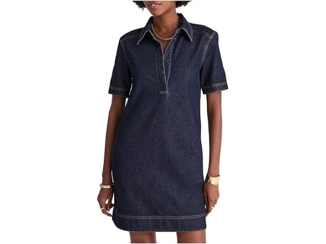 (取寄) メイドウェル レディース ショート スリーブ ポップオーバー デニム ミニ ドレス Madewell women Short Sleeve Popover Denim Mini Dress Rinse Wash