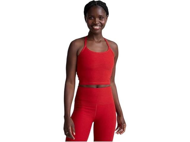 (取寄) ビヨンドヨガ レディース スペースダイ スリム レイサーバック クロップド タンク Beyond Yoga women Spacedye Slim Racerback Cropped Tank Holly Red Heather