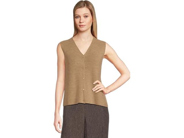 (取寄) アイリーン フィッシャー レディース メリノ V-ネック ベスト Eileen Fisher women Merino V-neck Vest Biscuit