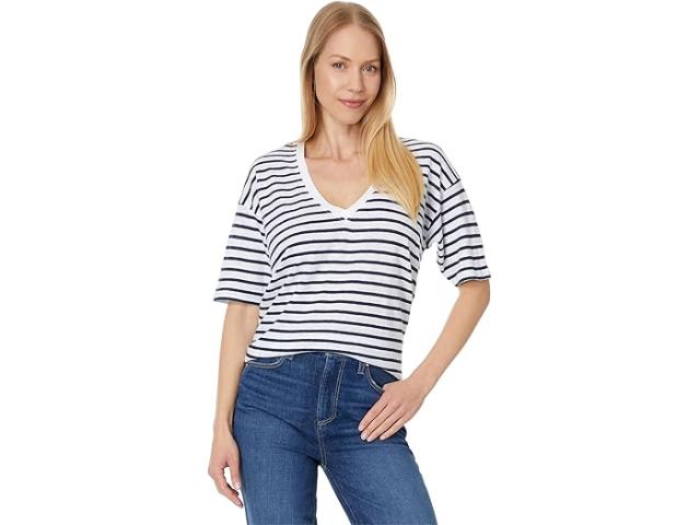 (取寄) ファリティ レディース リネン V ネック ティー Faherty women Faherty Linen V Neck Tee Ahoy Stripeの通販は
