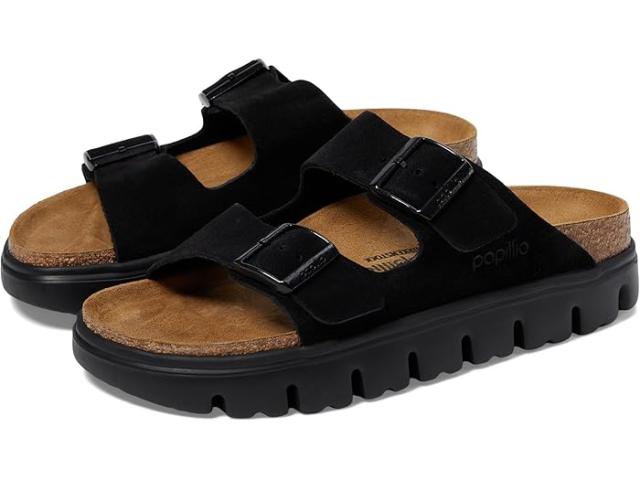 (取寄) ビルケンシュトック レディース パピリオ バイ アリゾナ チャンキー サンダル - スエード Birkenstock women Birkenstock Papillio by Birkenstock Arizona Chunky Sandal - Suede Black