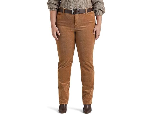 (取寄) ローレン ラルフローレン レディース プラス-サイズ コーデュロイ ミッドライズ ストレート パンツ Lauren Ralph Lauren women Plus-Size Corduroy Mid-Rise Straight Pant Classic Camel