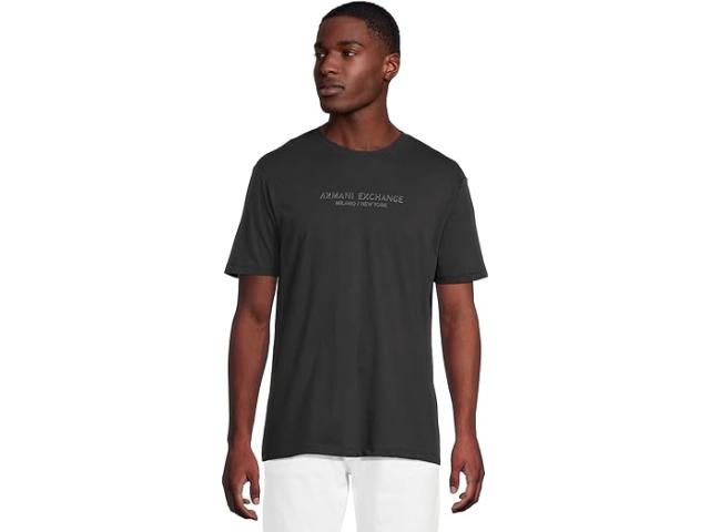 (取寄) アルマーニエクスチェンジ メンズ ミラノ / ニュー ヨーク ロゴ T-シャツ Armani Exchange men Milano/New York Logo T-shirt Deep Navy