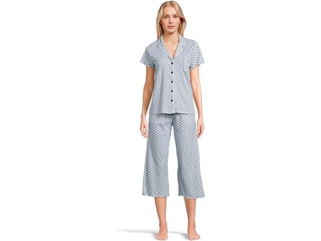 (取寄) カレン ノイバーガー レディース ペイズリー ドリームス ショート スリーブ ノッチ トップ アンド カプリ セット ウィズ レタス エッジズ Karen Neuburger women Paisley Dreams Short Sleeve Notch Top And Capri Set With Lettuce Edges Four Petal Geo