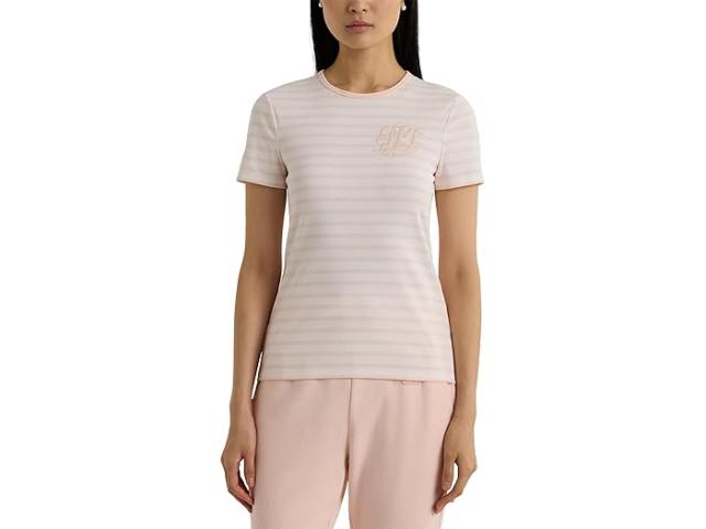 (取寄) ローレン ラルフローレン レディース ストライプド ストレッチ コットン クルー ネック ティー LAUREN Ralph Lauren women LAUREN Ralph Lauren Striped Stretch Cotton Crew Neck Tee White/Pink Opalの通販は 13,790円
