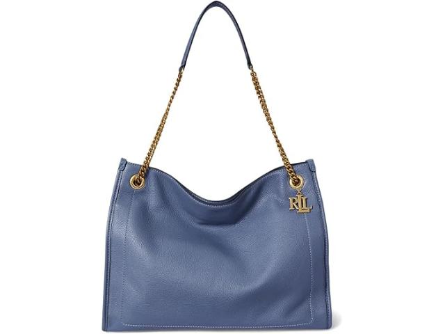 (取寄) ローレン ラルフローレン レディース ペブルド レザー ラージ ブラッドリー トート バッグ Lauren Ralph Lauren women Pebbled Leather Large Bradley Tote Bag Capri Blue