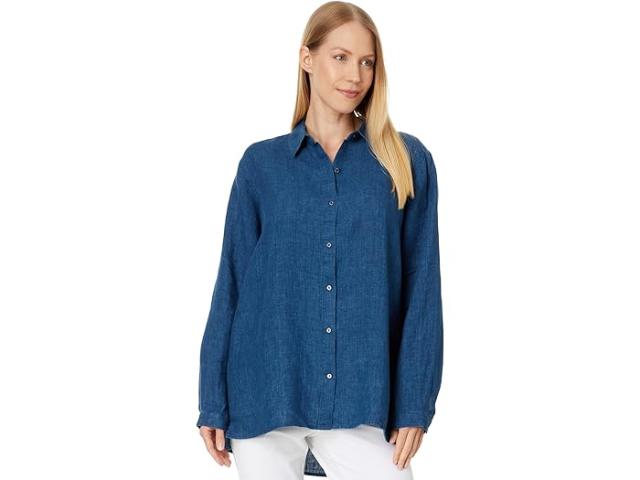 (取寄) アイリーン フィッシャー レディース クラシック カラー ロング シャツ Eileen Fisher women Eileen Fisher Classic Collar Long Shirt Atlantisの通販は 27,521円