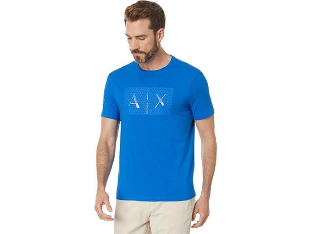 (取寄) アルマーニエクスチェンジ メンズ スリム フィット コットン ジャージ クラシック ボックス ロゴ ティー Armani Exchange men Armani Exchange Slim Fit Cotton Jersey Classic Box Logo Tee Blueの通販は