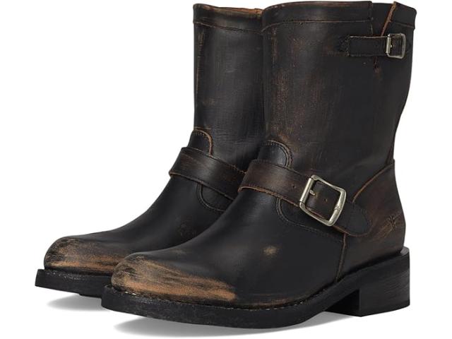 (取寄) フライ レディース ビブ ショート エンジニア Frye women Viv Short Engineer Distressed Black