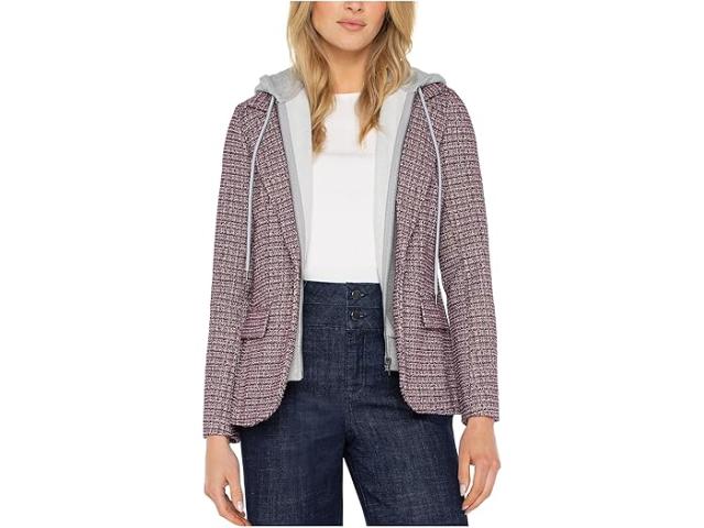 (取寄) リバプールロサンゼルス レディース ボーイフレンズ ブレーザー W/ リムーバブル フード Liverpool Los Angeles women Boyfriend Blazer W/ Removeable Hood Wine Multi