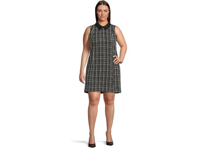 (取寄) カルバンクライン レディース スリーブレス ツイード シィース ウィズ カラー   women Sleeveless Tweed Sheath With Collar Black Multi