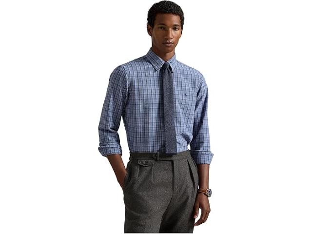 (取寄) ラルフローレン メンズ クラシック フィット プレイド ブラッシュ オックスフォード シャツ Polo Ralph Lauren men Classic Fit Plaid Brushed Oxford Shirt Blue Heather Multi