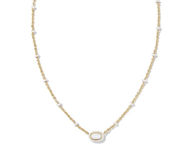 (取寄) ケンドラスコット レディース ミニ イライザ エナメル フレーム ショート ペンダント ネックレス Kendra Scott women Mini Elisa Enamel Frame Short Pendant Necklace Gold White Mother-of-Pearlの通販は