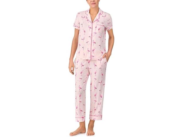 (取寄) ケイトスペード レディース ショート スリーブ クロップド パンツ Pj セット Kate Spade New York women Short Sleeve Cropped Pant PJ Set Pink Print