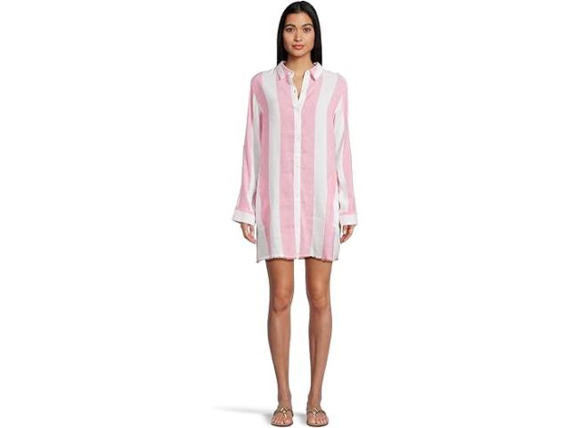 (取寄) トミーバハマ レディース ラグビー ビーチ ストライプ ボーイフレンズ シャツ カバー-アップ  Bahama women Rugby Beach Stripe Boyfriend Shirt Cover-Up Coral Coast