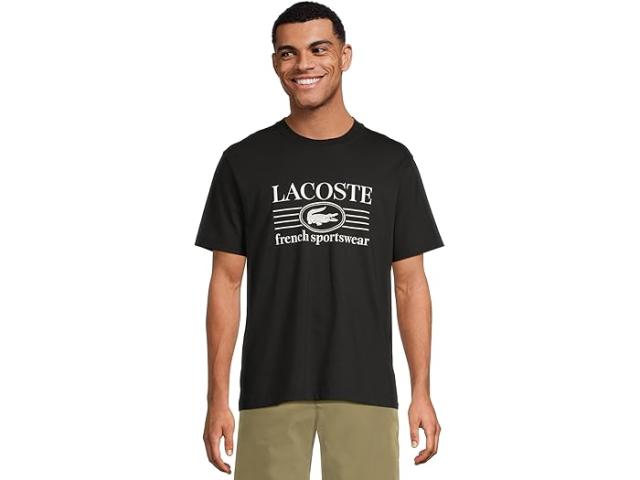(取寄) ラコステ メンズ クラシック フィット コットン プリント T-シャツ Lacoste men Classic Fit Cotton Print T-shirt Black