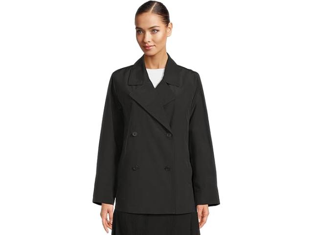 (取寄) アイリーン フィッシャー レディース ライト コットン ナイロン ノッチ カラー トレンチ コート Eileen Fisher women Light Cotton Nylon Notch Collar Trench Coat Black