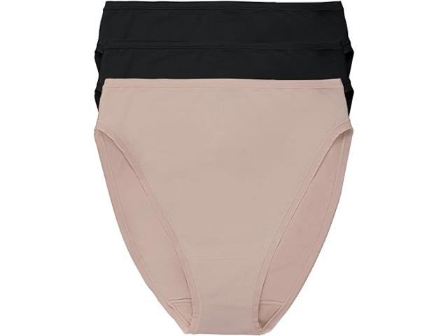 (取寄) ナトリ レディース ブリス ベア コットン ハイ カット ブリーフ 3-パック Natori women Bliss Bare Cotton High Cut Brief 3-Pack Black/Black/Cafe