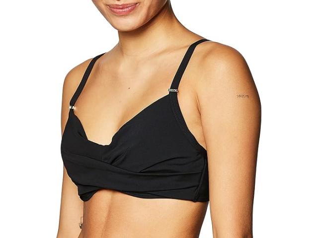 (取寄) カルバンクライン レディース ツイスト アンダーワイヤー ビキニ スイムスーツ トップ   women Twist Underwire Bikini Swimsuit Top Black