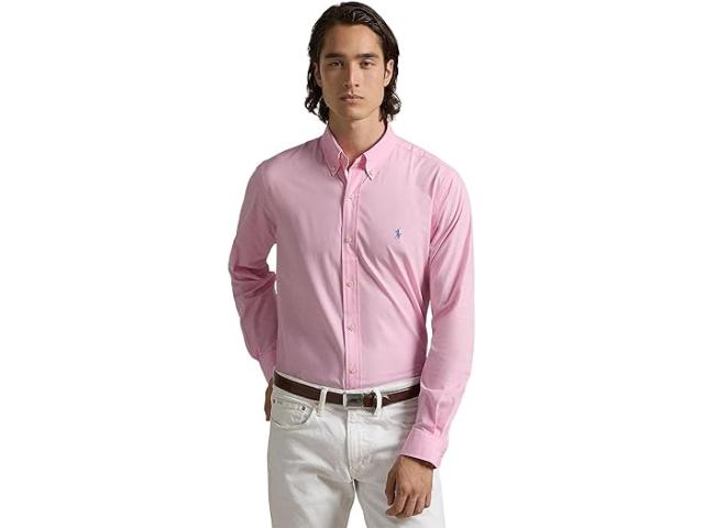 (取寄) ラルフローレン メンズ クラシック フィット ストレッチ ポプリン シャツ Polo Ralph Lauren men Classic Fit Stretch Poplin Shirt Carmel Pink