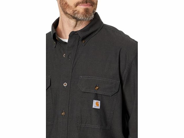 (取寄) カーハート メンズ ルーズ フィット ミッドウエイト シャンブレー ロング スリーブ シャツ Carhartt men Loose Fit Midweight Chambray Long Sleeve Shirt Black Chambrayの通販は