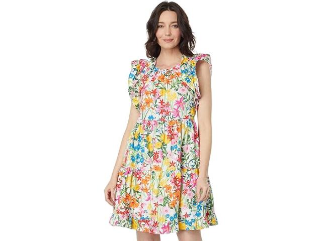 (取寄) マギー ロンドン レディース コットン ポプリン フローラル プリント ラッフル スリーブ ドレス Maggy London women Cotton Poplin Floral Print Ruffle Sleeve Dress Soft White/Pinkの通販は 21,783円