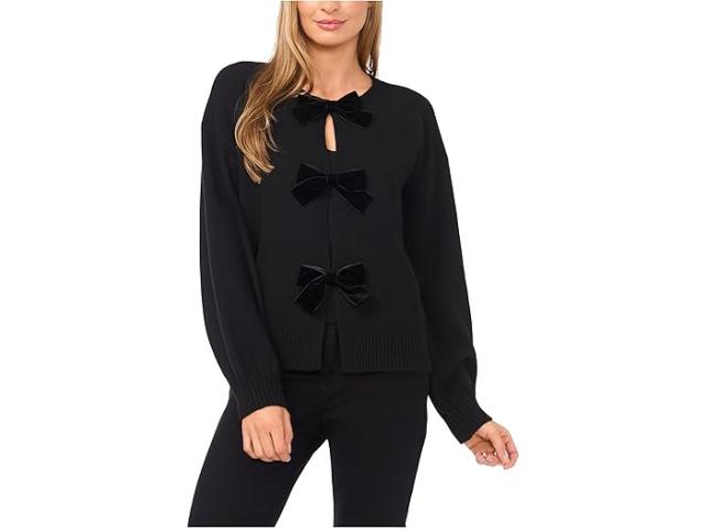 (取寄) シーシー レディース ボウ クロージャー カーディガン CeCe women Bow Closure Cardigan Rich Black