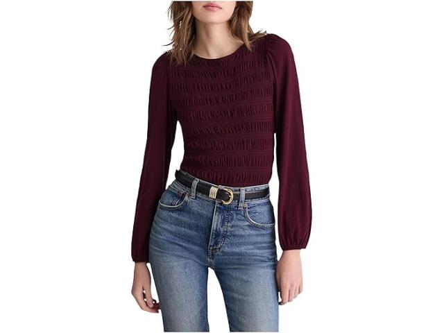 (取寄) メイドウェル レディース エルボー スリーブ スモック トップ Madewell women Bonytail Elbow Sleeve Smocked Top Dark Pomegranate