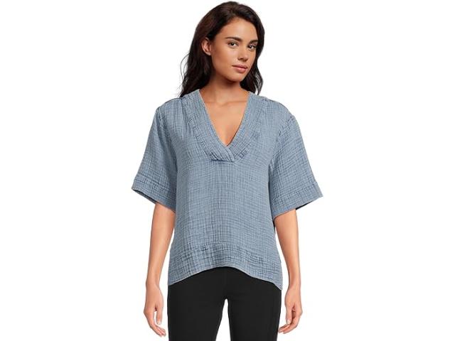 (取寄) ファリティ レディース デューン コットン ガーゼ ショート スリーブ ポップオーバー Faherty women Dune Cotton Gauze Short Sleeve Popover Light Indigo Wash