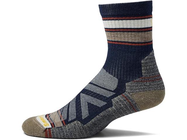 (取寄) スマートウール メンズ パフォーマンス ハイク ライト クッション ストライプド ミッド クルー Smartwool men Performance Hike Light Cushion Striped Mid Crew Deep Navy