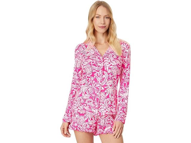 (取寄) リリー ピュリッツァー レディース Pj ニット ロング スリーブ ボタンアップ トップ Lilly Pulitzer women Lilly Pulitzer Pj Knit Long Sleeve Button-Up Top Passion Fruit Pink Absolutely Flamazingの通販は
